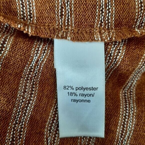 MAURICES Ruffled Fine Knit Tank Top Tan & White Striped Sz XL - Picture 10 of 10